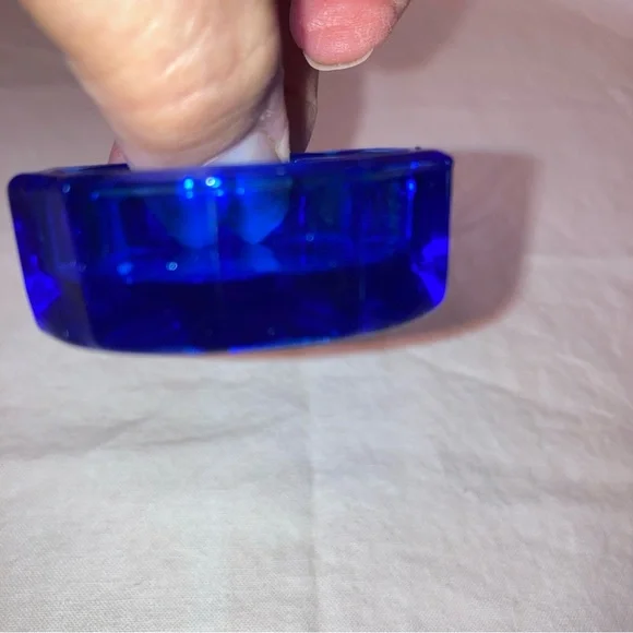 Set of Two Vintage Cobalt Blue Glass Salt Cellars Dishes - Picture 4 of 6